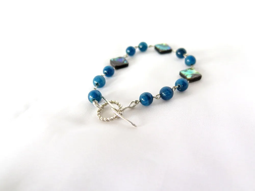 Abalone and Blue Apatite Tennis Bracelet