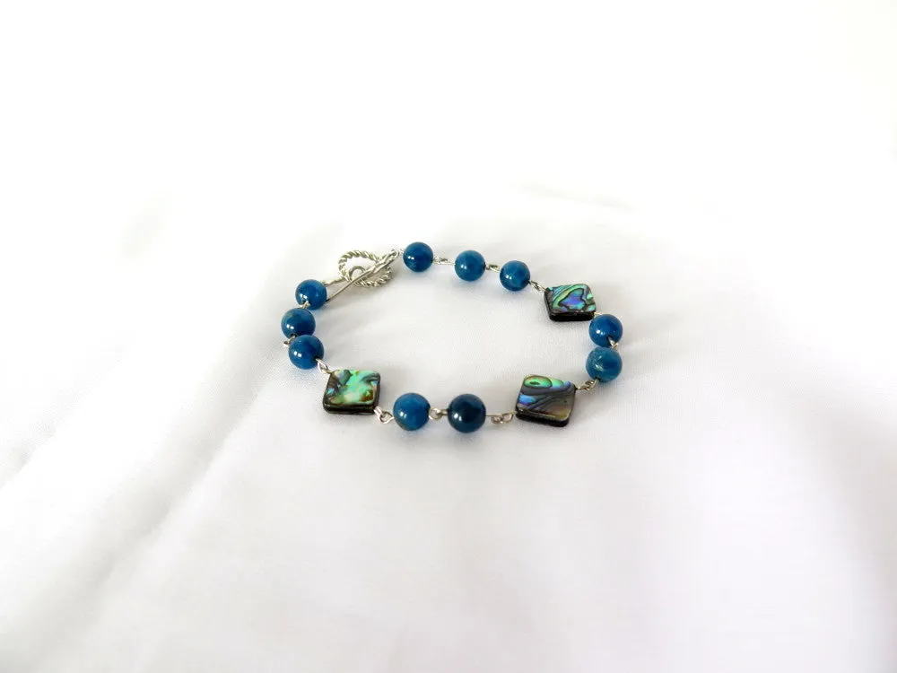 Abalone and Blue Apatite Tennis Bracelet