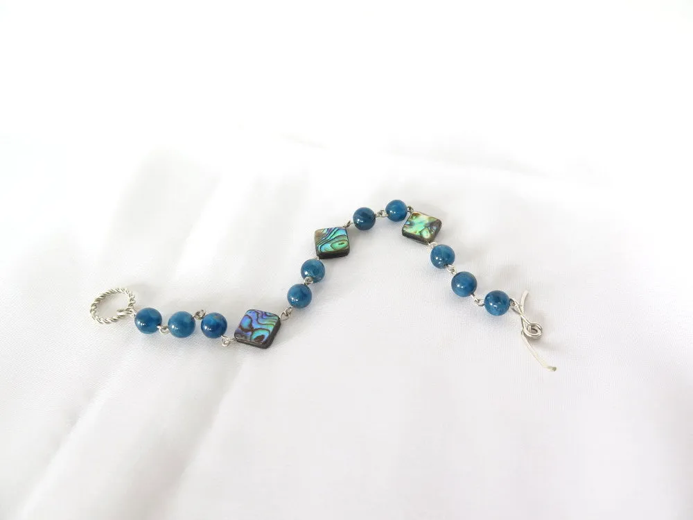 Abalone and Blue Apatite Tennis Bracelet