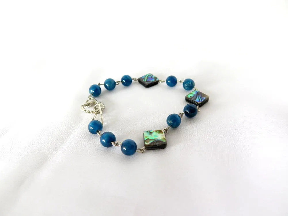 Abalone and Blue Apatite Tennis Bracelet