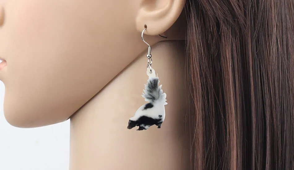 Acrylic Animal Earrings Raccoon Gator Skunk Hedgehog Jaguar