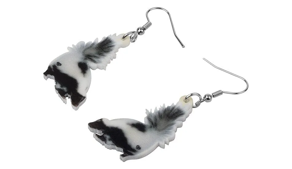 Acrylic Animal Earrings Raccoon Gator Skunk Hedgehog Jaguar