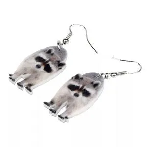 Acrylic Animal Earrings Raccoon Gator Skunk Hedgehog Jaguar