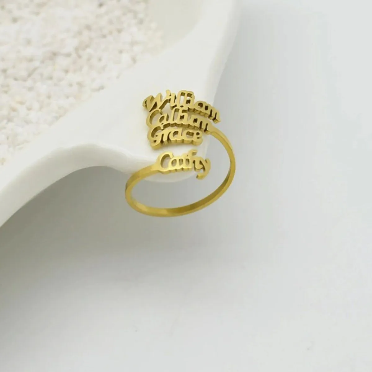 Adjustable and Stackable Personalized Name Ring