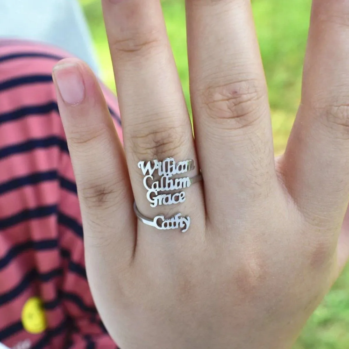 Adjustable and Stackable Personalized Name Ring