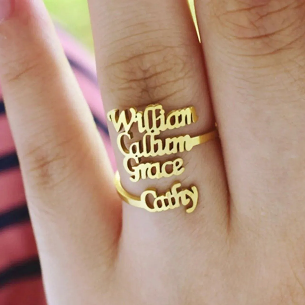 Adjustable and Stackable Personalized Name Ring