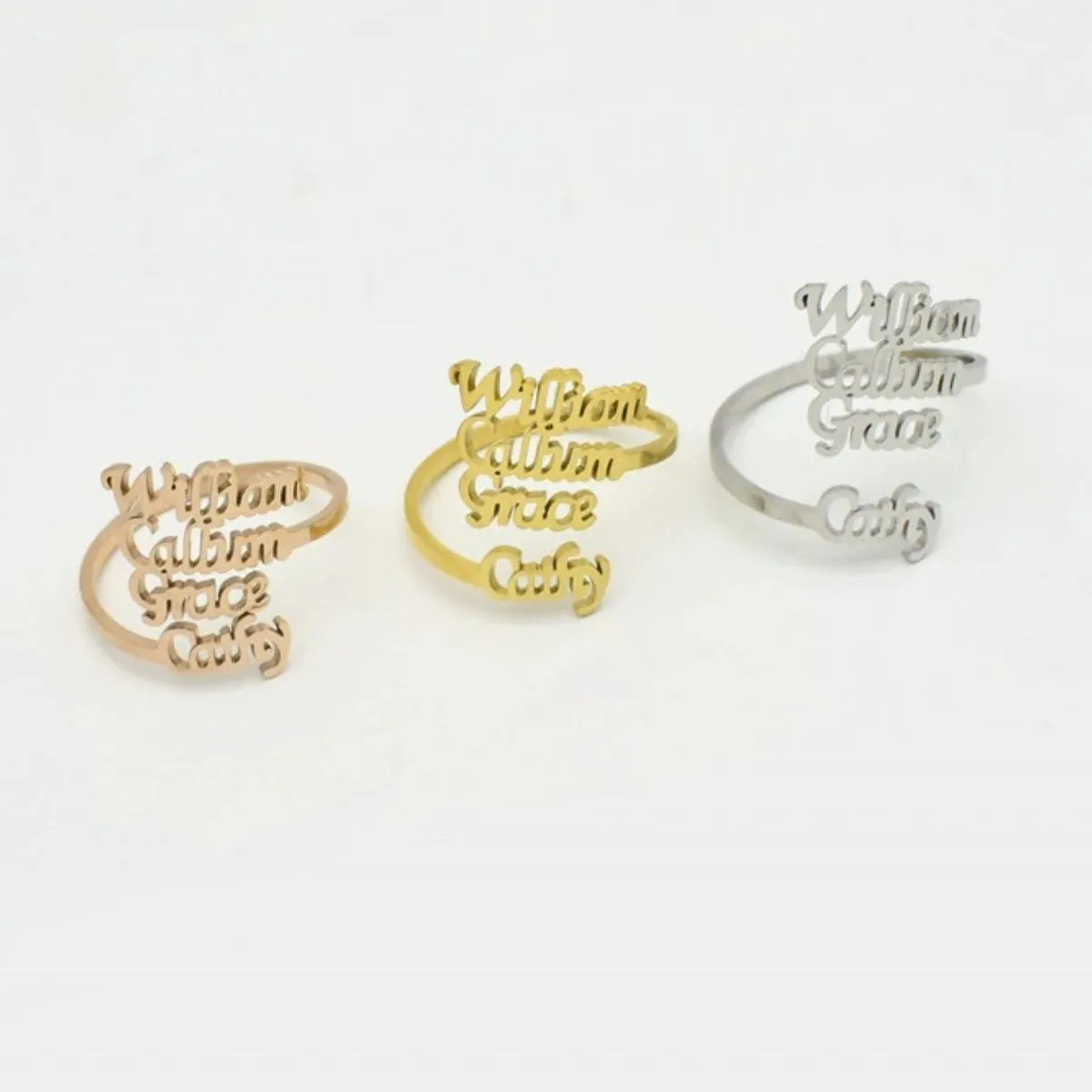 Adjustable and Stackable Personalized Name Ring