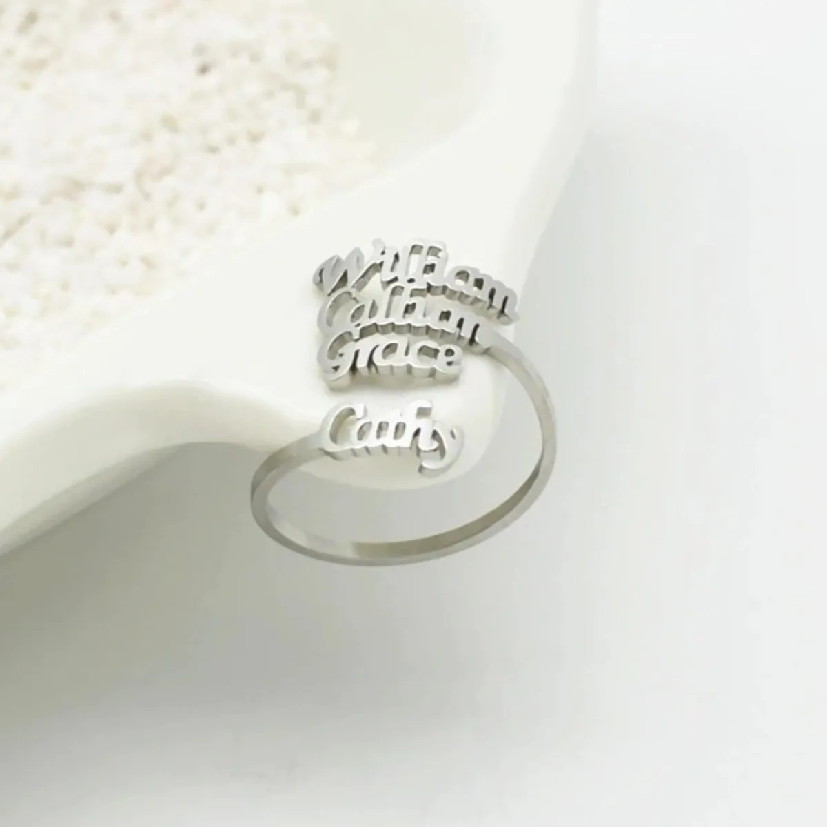 Adjustable and Stackable Personalized Name Ring