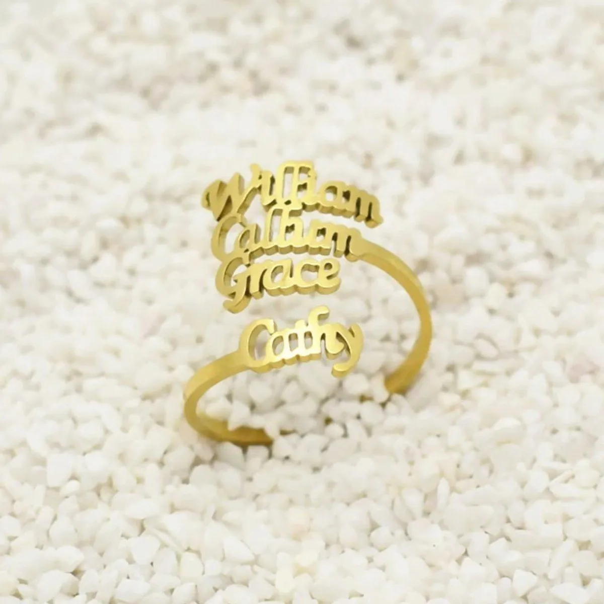 Adjustable and Stackable Personalized Name Ring