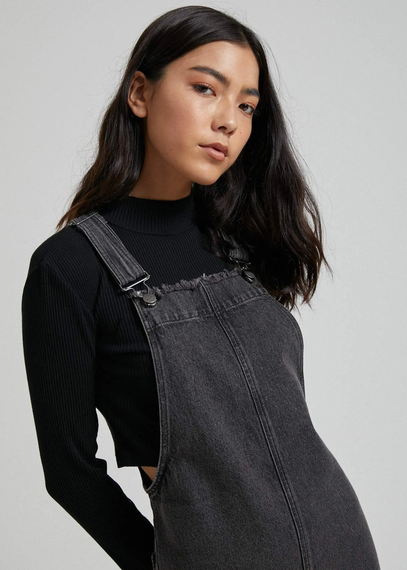 Afends Womens Mae - Denim Overall Dress - Stone Black