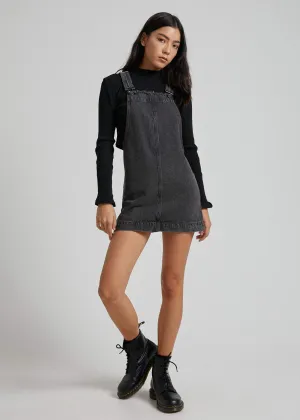 Afends Womens Mae - Denim Overall Dress - Stone Black