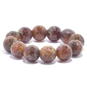 Agate Faceted Natural 20mm Gemstone Bead Elastic Bracelet