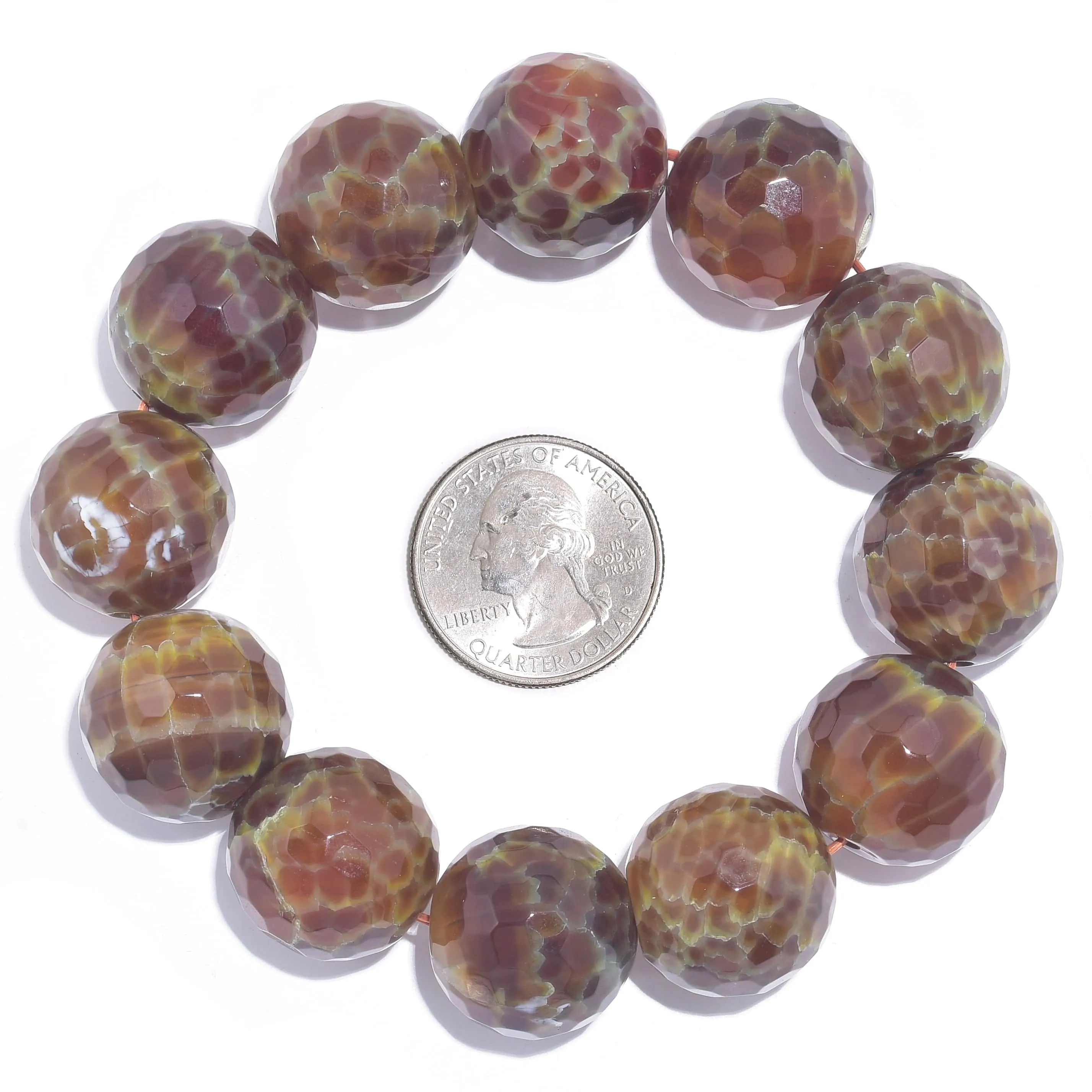 Agate Faceted Natural 20mm Gemstone Bead Elastic Bracelet