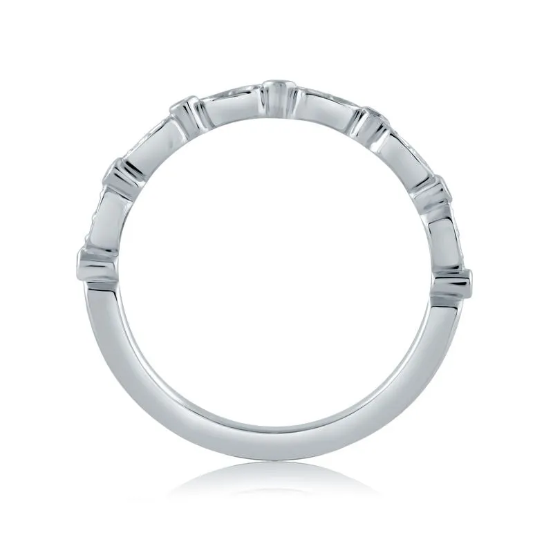 A.Jaffe Stackable Rings Marquise and Round Shape Diamond Stackable Half Circle Band WR1055/10