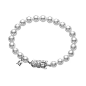 Akoya Pearl Strand Bracelet with 18K White Gold