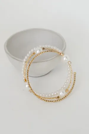 Alayna Gold Pearl   Rhinestone Bracelet Set