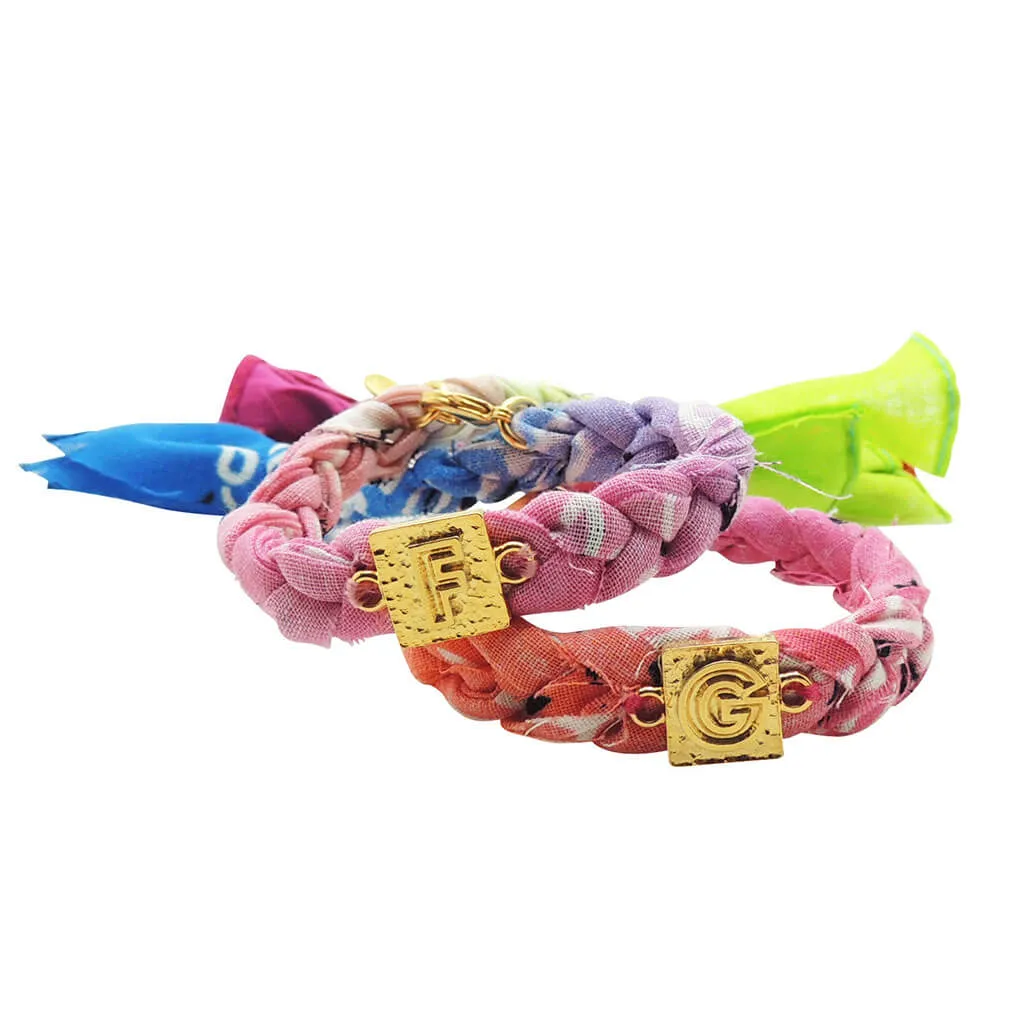 Alphabet Charm Bandana Braid Bracelet