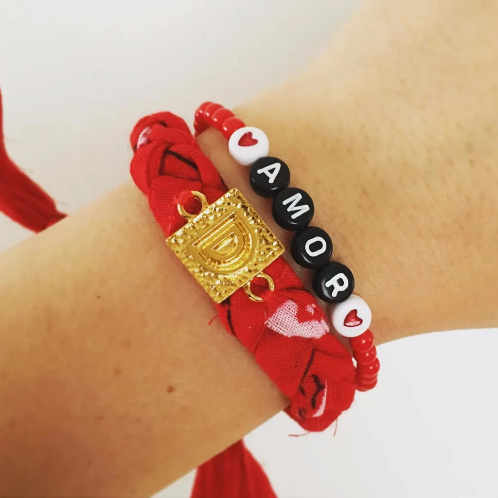 Alphabet Charm Bandana Braid Bracelet