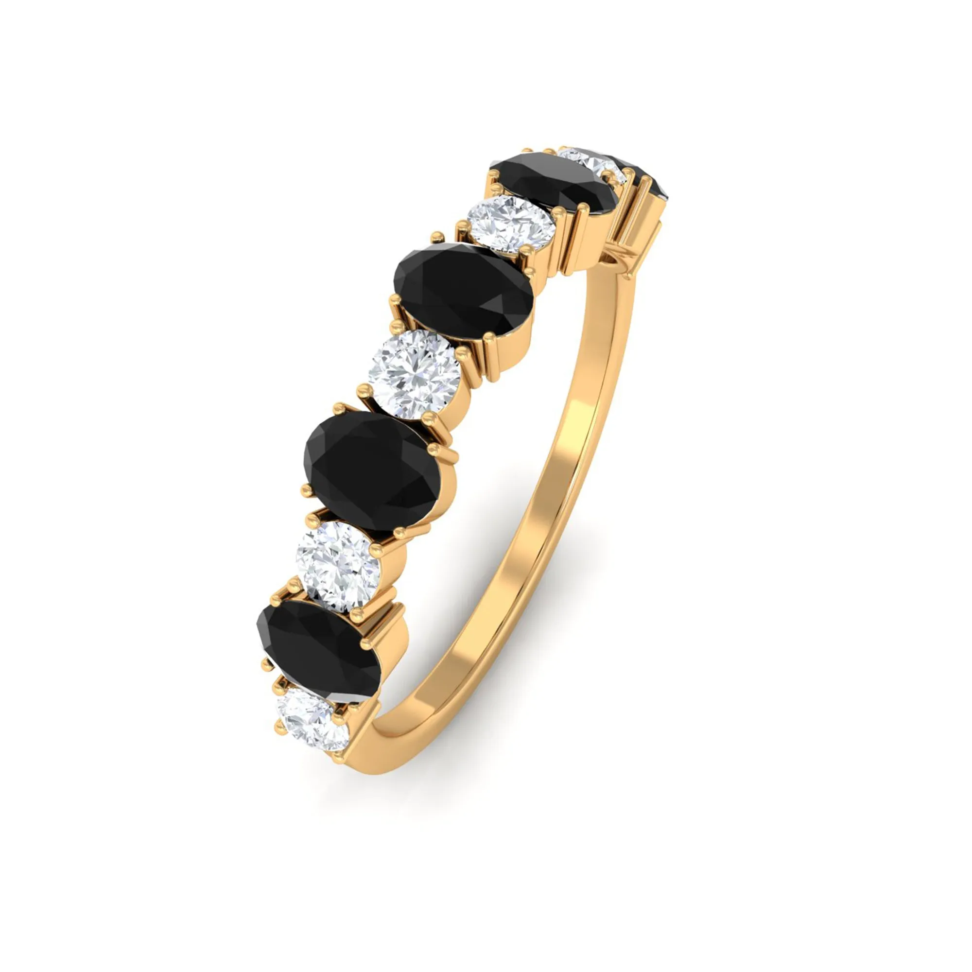 Alternate Semi Eternity Ring with Black Onyx and Diamond