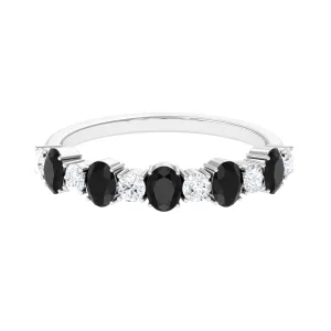 Alternate Semi Eternity Ring with Black Onyx and Diamond