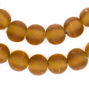 Amber Frosted Sea Glass Beads (14mm)