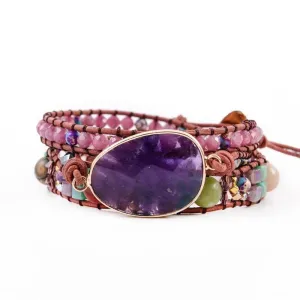 Amethyst & Mixed Natural Stones Handmade Bohemian Bracelet