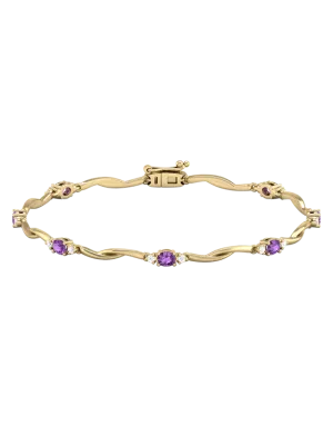 Amethyst Bracelet - 10ct Yellow Gold Amethyst & Diamond Bracelet - 787941