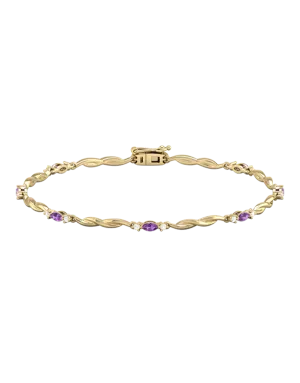 Amethyst Bracelet - 10ct Yellow Gold Amethyst & Diamond Bracelet - 787944