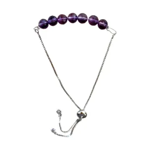 Amethyst Bracelet Faceted Round Beads with Adjustable Chain (February)