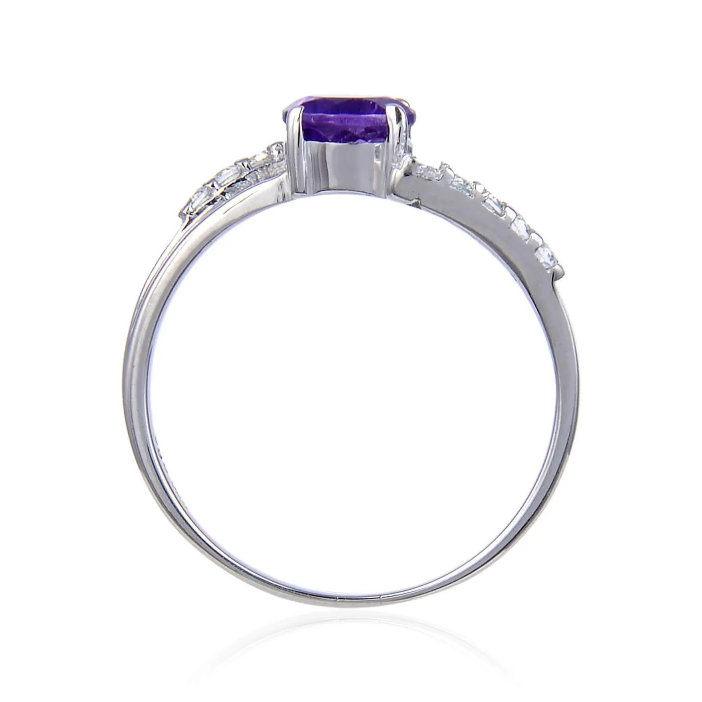 Amethyst Horizantal Baguette Ring with Accents