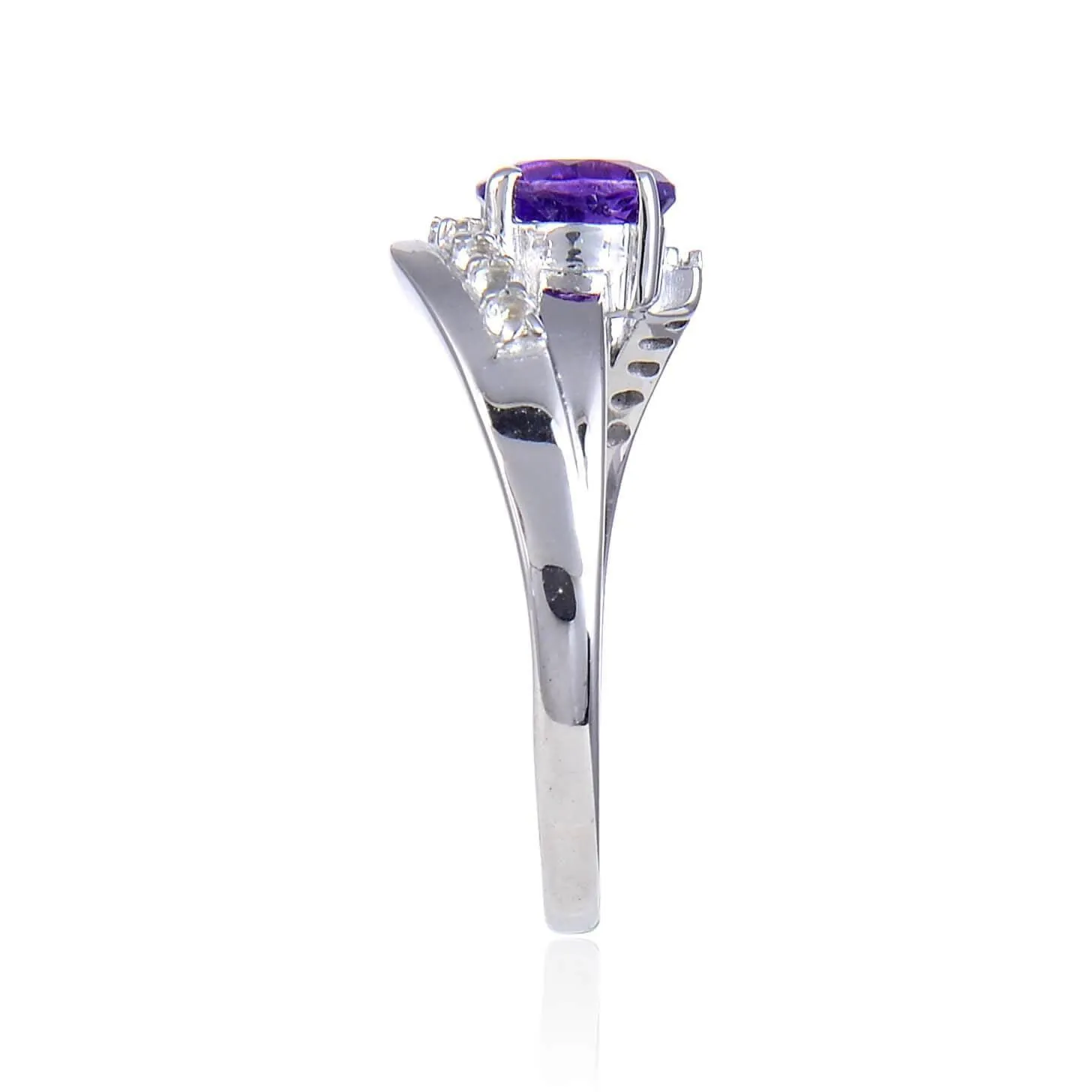 Amethyst Horizantal Baguette Ring with Accents