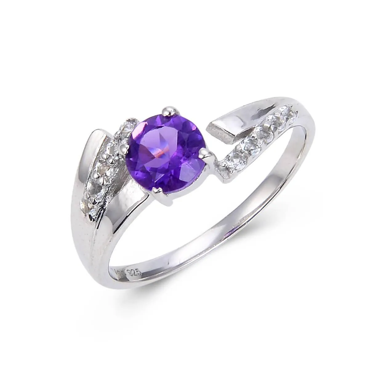 Amethyst Horizantal Baguette Ring with Accents