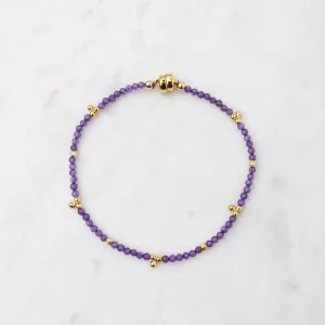 Amethyst with Tiny Gold Ball Charms Bracelet