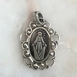 Arabesque Oval Miraculous Medal Pendant