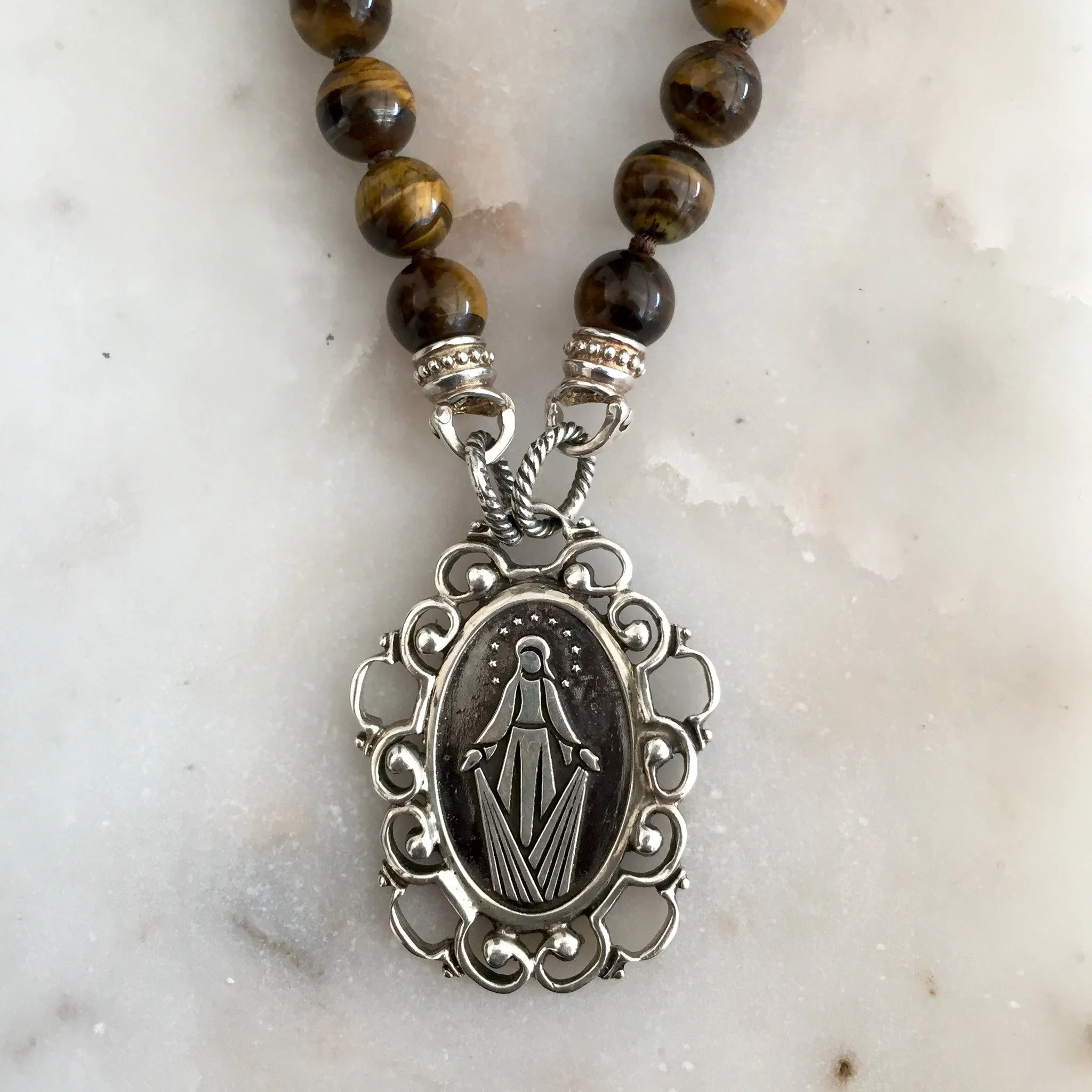 Arabesque Oval Miraculous Medal Pendant