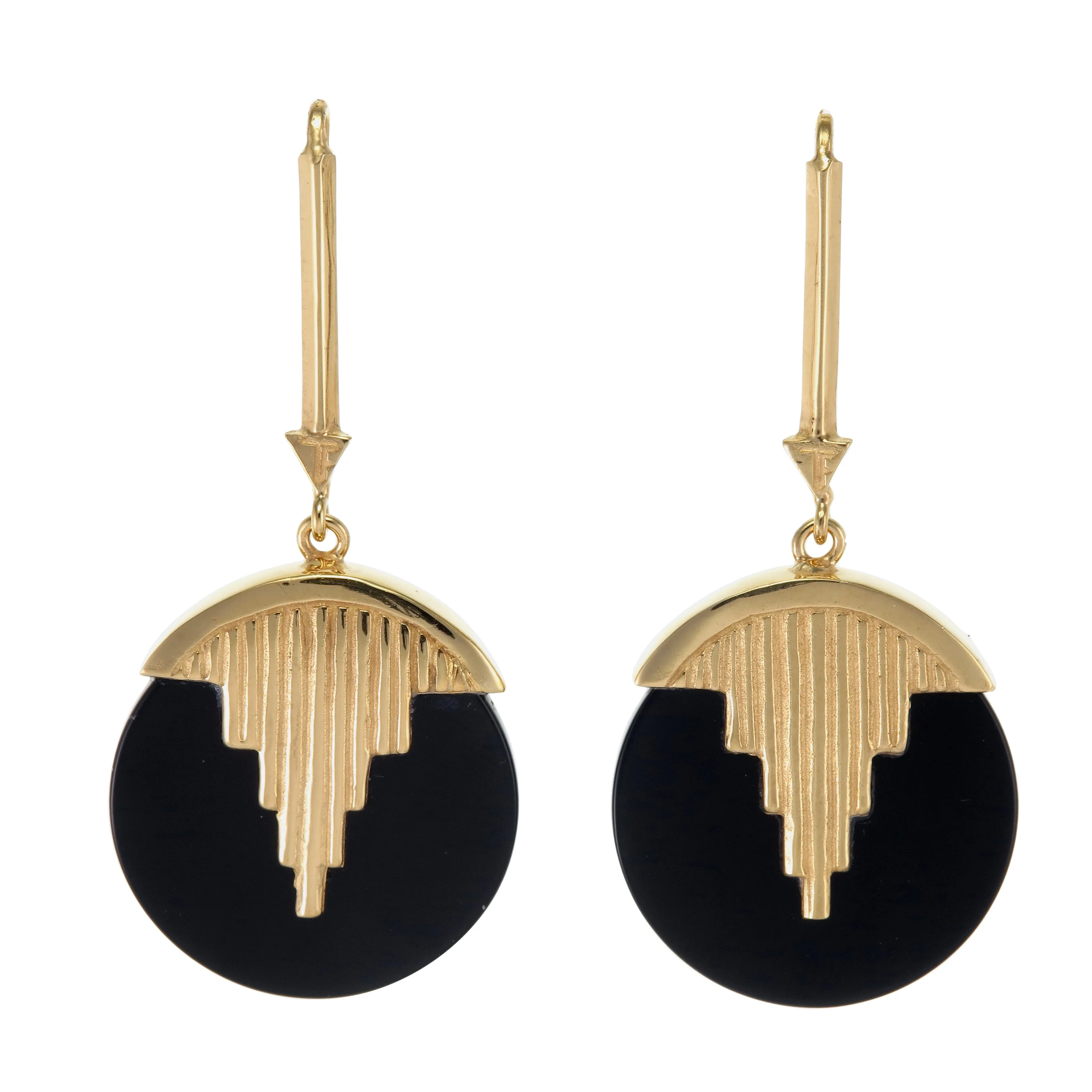 AURORA PENDULUM EARRINGS BLACK ONYX - GOLD