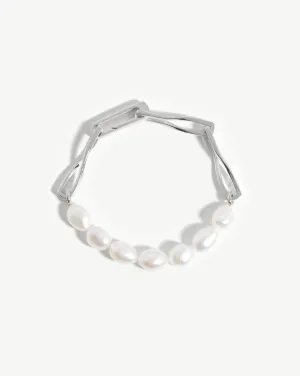 Baroque Pearl Twisted Link Bracelet | Silver Plated/Pearl