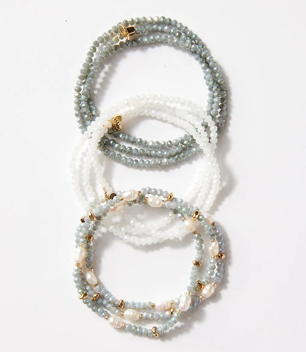 Beaded Gemstone And Pearl Stretch Bracelet