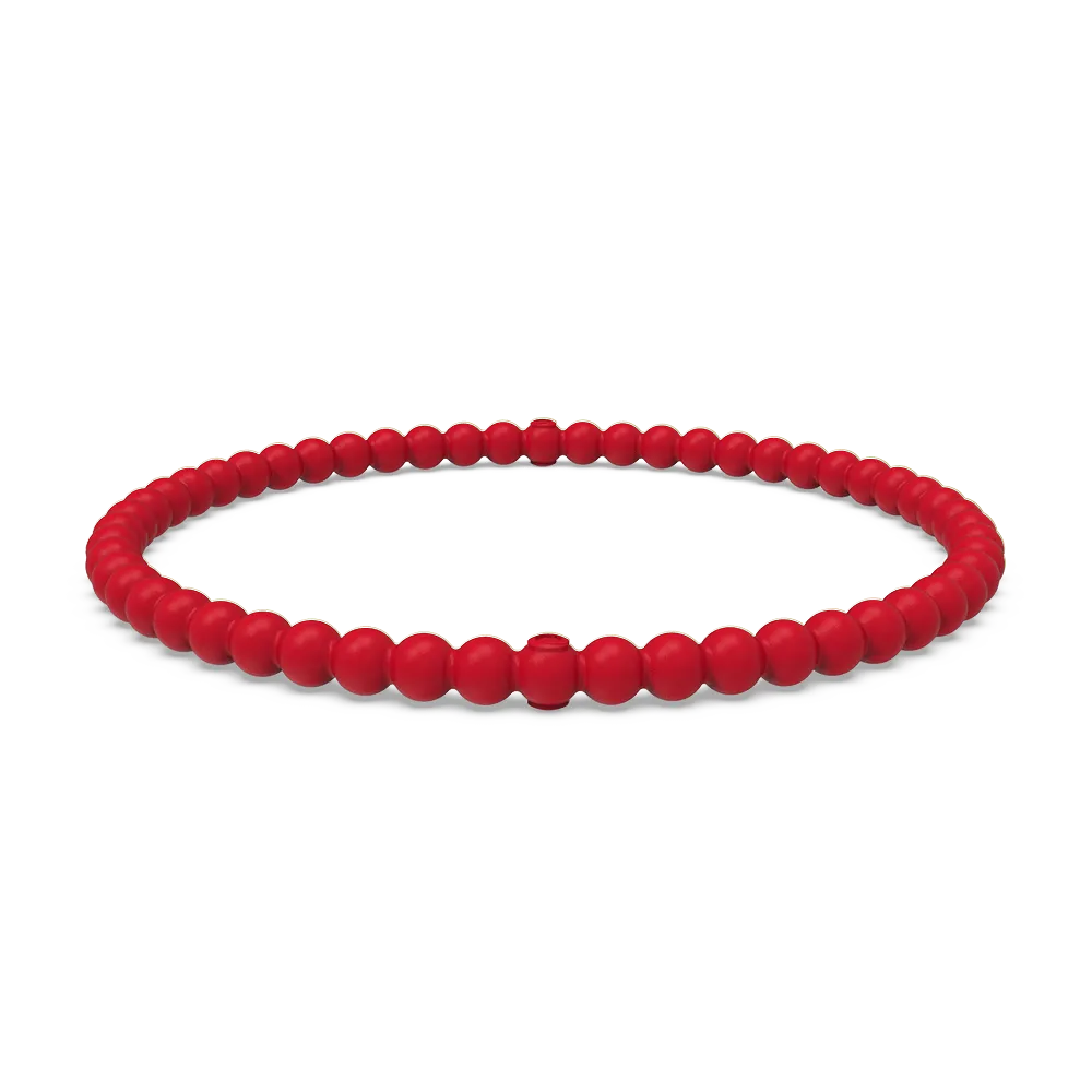 Beaded Stackable Silicone Bracelet - Red