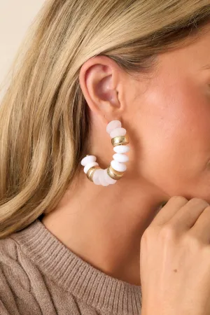 Bell Bottom Blues White Beaded Hoop Earrings