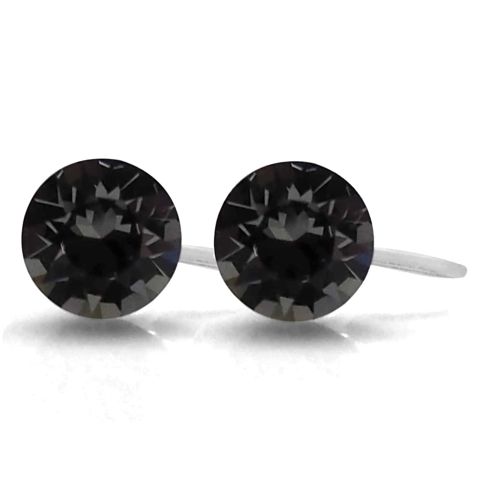 Black Diamond Swarovski Crystal Screw-Back Invisible Clip On Stud Earrings