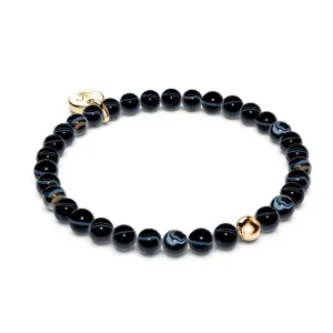 Black Line Agate | .925 Sterling Gold Vermeil | Healing Gemstone Bead Bracelet