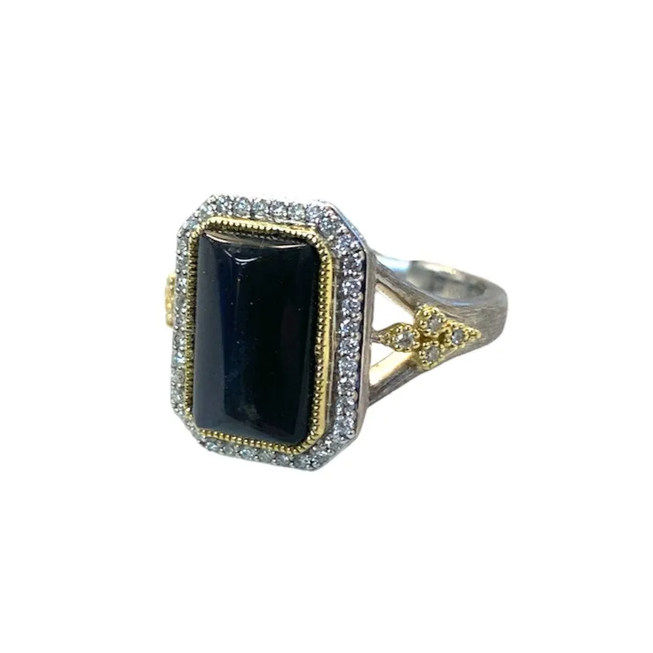 Black Onyx & Labradorite Doublet Ring