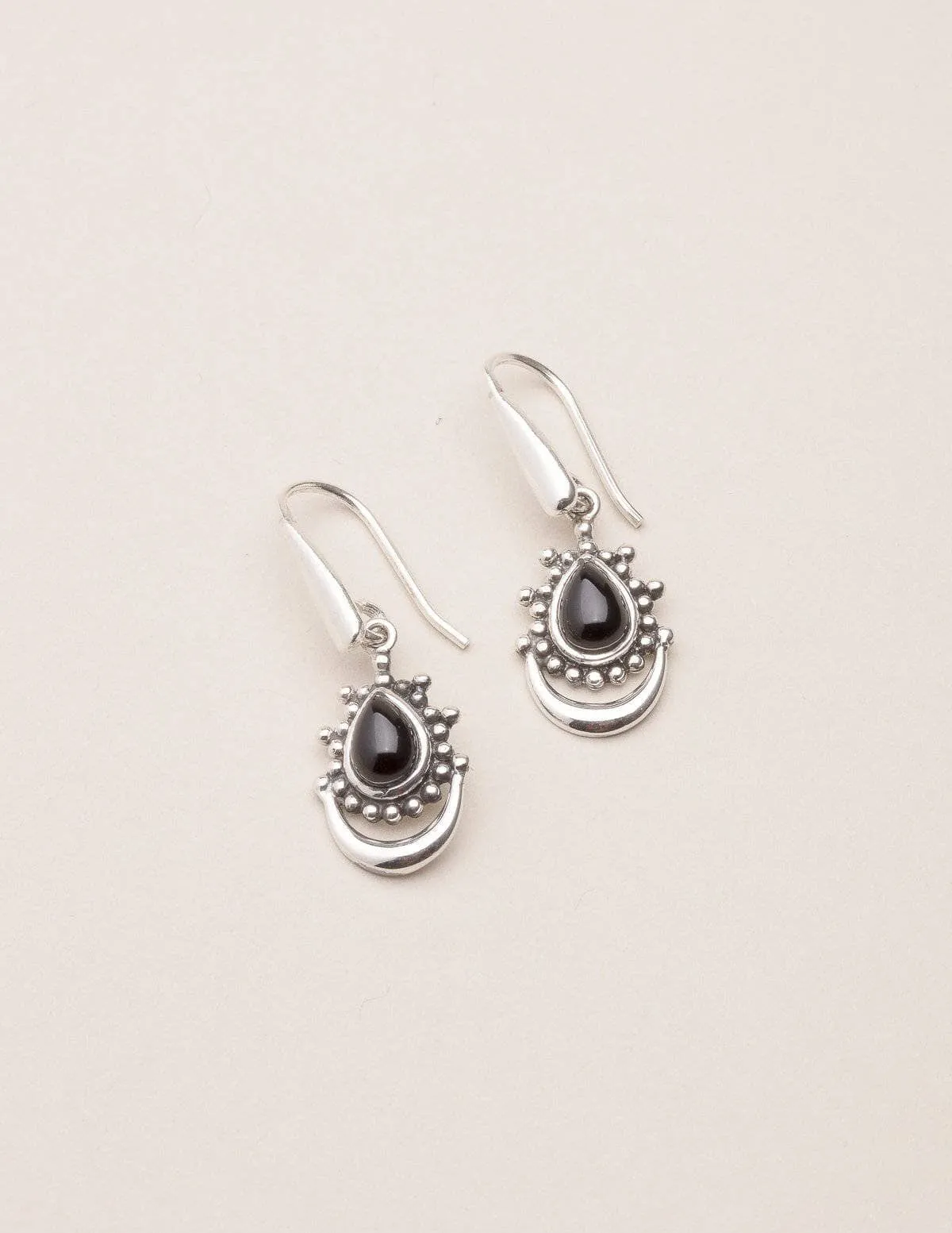 Black Onyx Vintage Teardrop Earrings