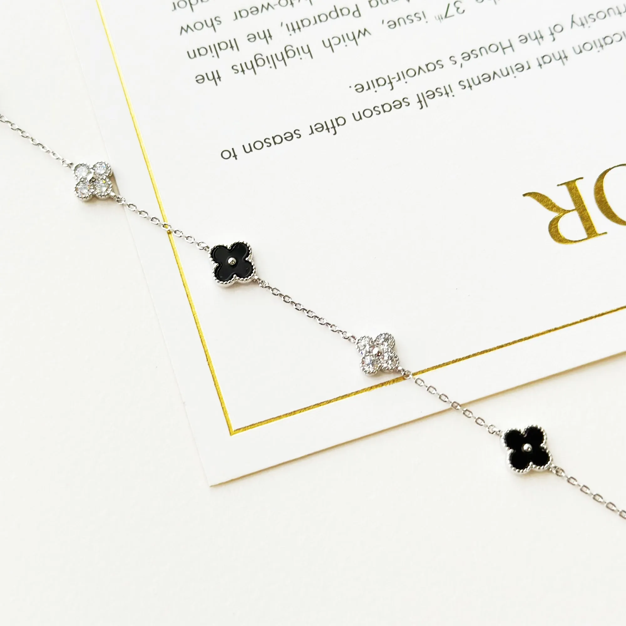 Black Vanya Diamond Clover Bracelet