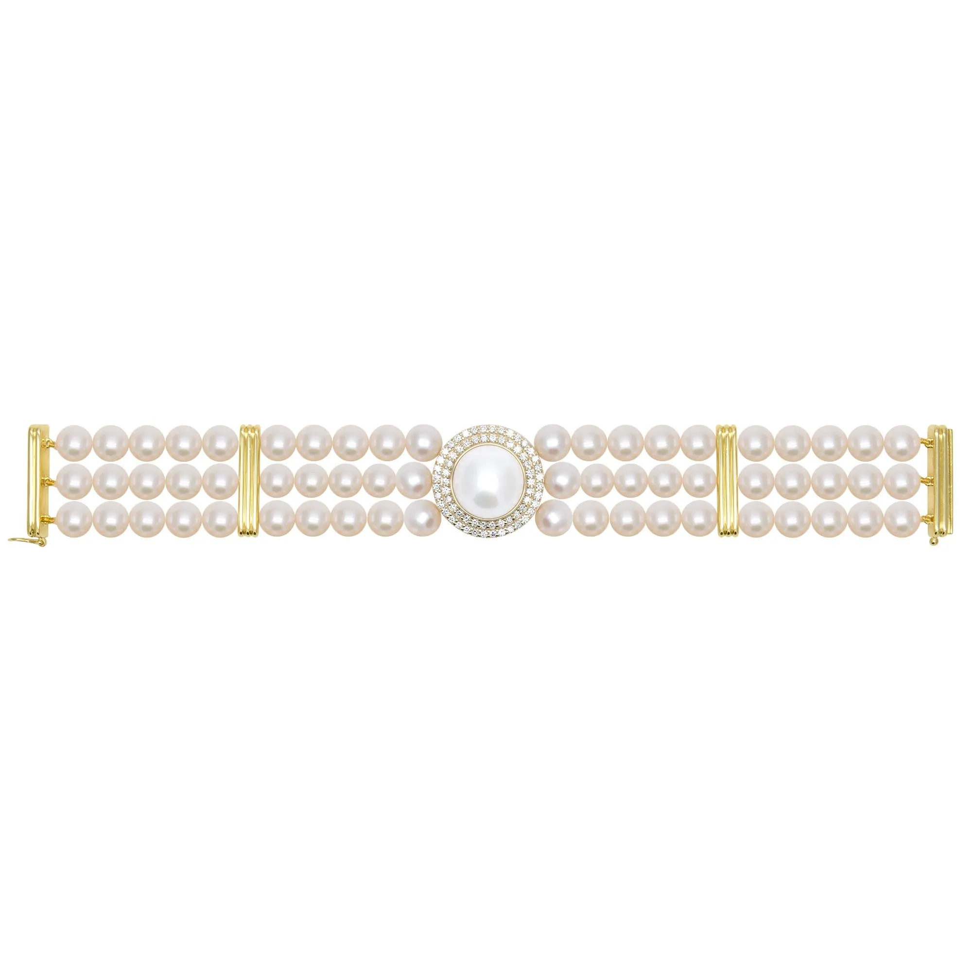 Bracelet - Freshwater Pearl And Diamond