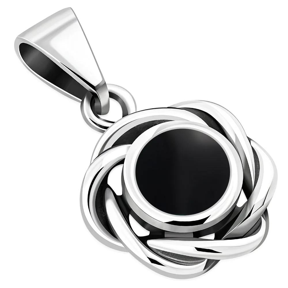 Braided Black Onyx Silver Pendant