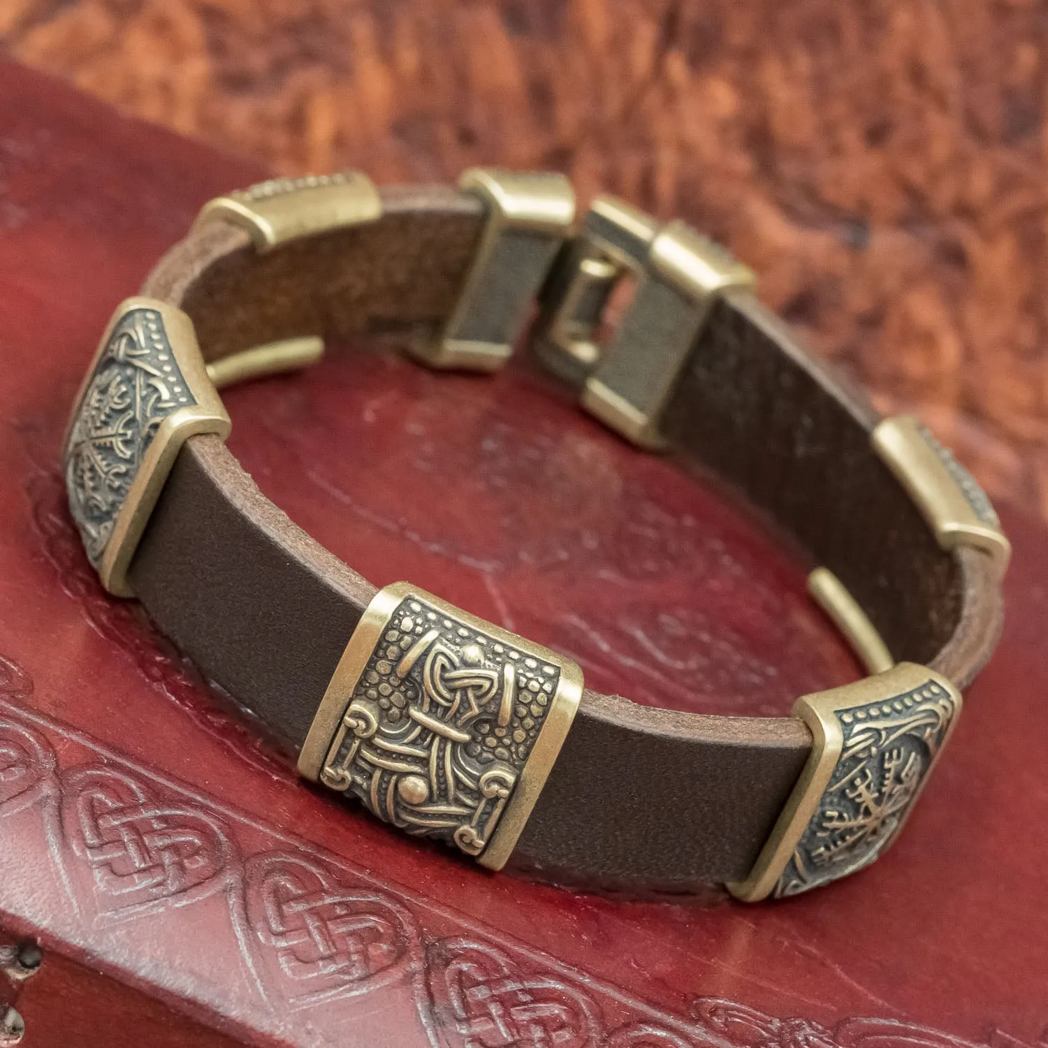 Bronze Mammen Charm Leather Cuff