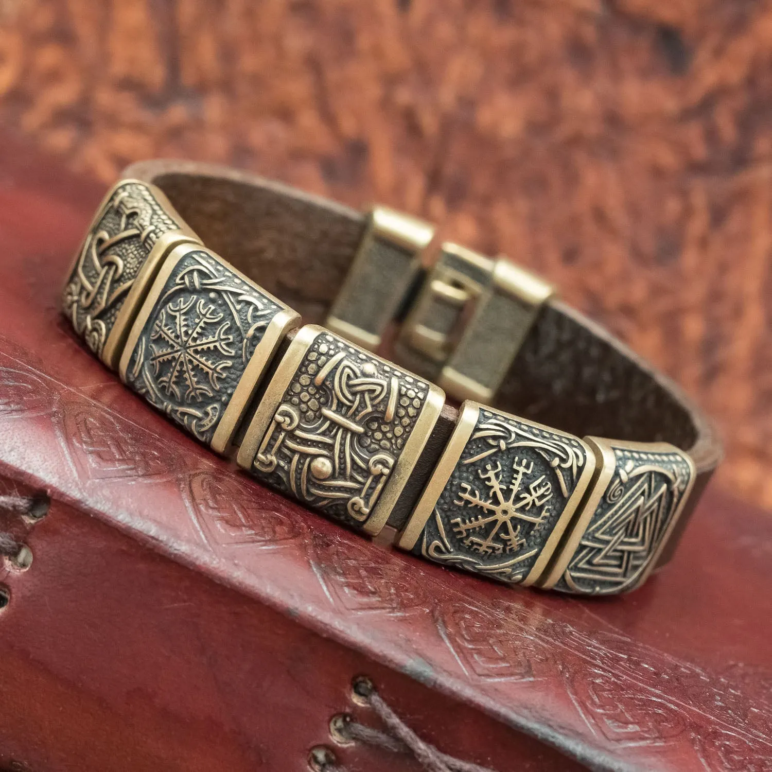 Bronze Mammen Charm Leather Cuff