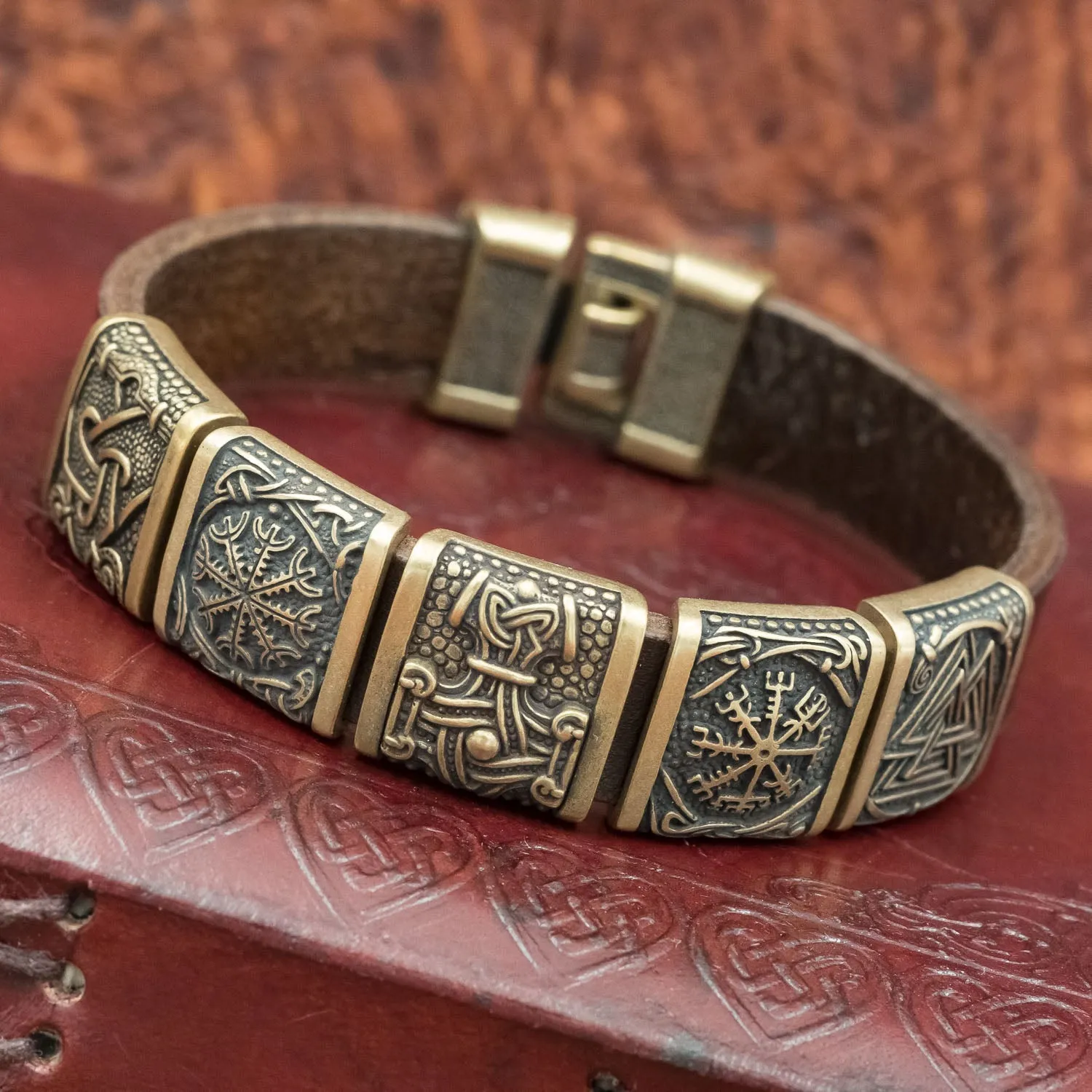 Bronze Mammen Charm Leather Cuff